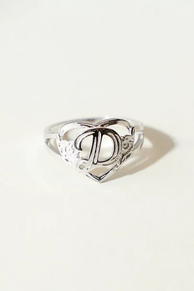 The M Jewelers Silver Cutout Flower Heart Letter Ring, Women's At Urban Outfitters