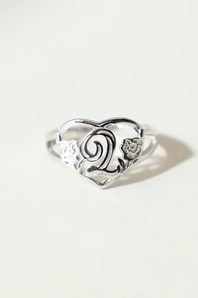 The M Jewelers Silver Cutout Flower Heart Letter Ring, Women's At Urban Outfitters
