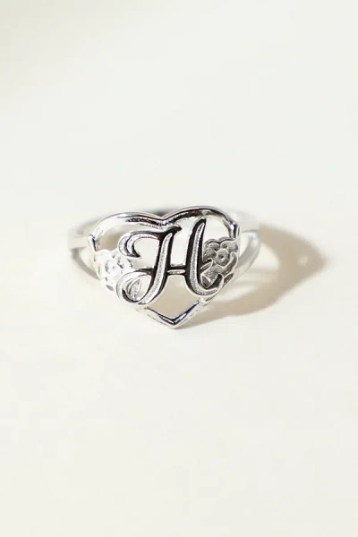 The M Jewelers Silver Cutout Flower Heart Letter Ring, Women's At Urban Outfitters
