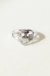 The M Jewelers Silver Cutout Flower Heart Letter Ring, Women's At Urban Outfitters