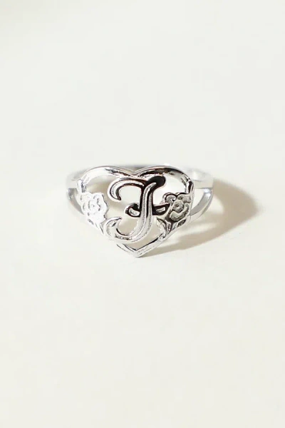 The M Jewelers Silver Cutout Flower Heart Letter Ring, Women's At Urban Outfitters