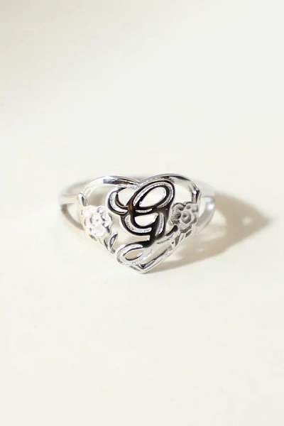 The M Jewelers Silver Cutout Flower Heart Letter Ring, Women's At Urban Outfitters