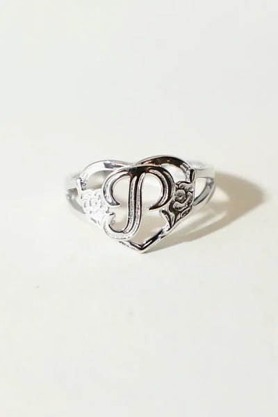 The M Jewelers Silver Cutout Flower Heart Letter Ring, Women's At Urban Outfitters