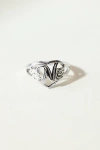 The M Jewelers Silver Cutout Flower Heart Letter Ring, Women's At Urban Outfitters In Silver
