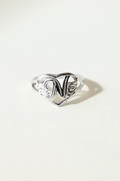 The M Jewelers Silver Cutout Flower Heart Letter Ring, Women's At Urban Outfitters