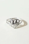 The M Jewelers Silver Cutout Flower Heart Letter Ring, Women's At Urban Outfitters In Metallic