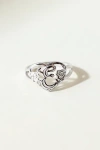 The M Jewelers Silver Cutout Flower Heart Letter Ring, Women's At Urban Outfitters In Metallic