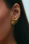 The M Jewelers Textured Heart Earrings In Gold, Women's At Urban Outfitters In Gold