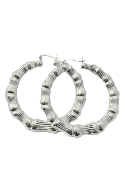 The M Jewelers The Bamboo Hoop Earrings In Gray