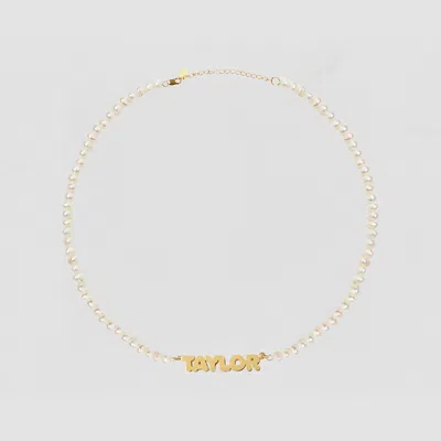 The M Jewelers The Bubble Letter Pearl Nameplate Necklace