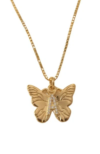 The M Jewelers The Butterfly Initial Pendant Nekclace In Metallic