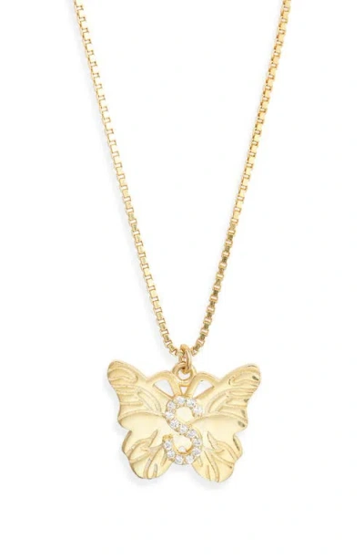 The M Jewelers The Butterfly Initial Pendant Nekclace In Metallic