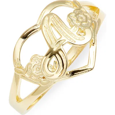 The M Jewelers The Cutout Flower Heart Letter Ring In Gold
