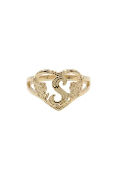 The M Jewelers The Cutout Flower Heart Letter Ring In Gold