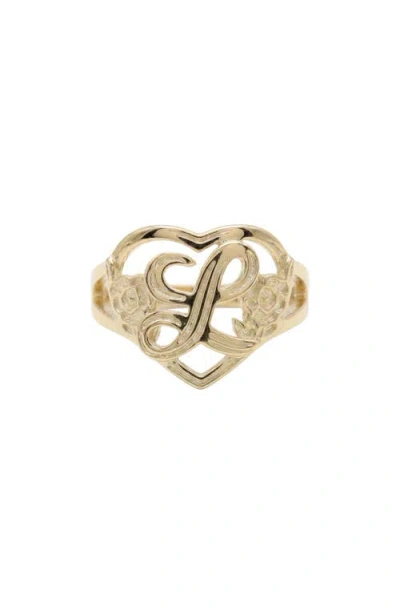 The M Jewelers The Cutout Flower Heart Letter Ring In Gold