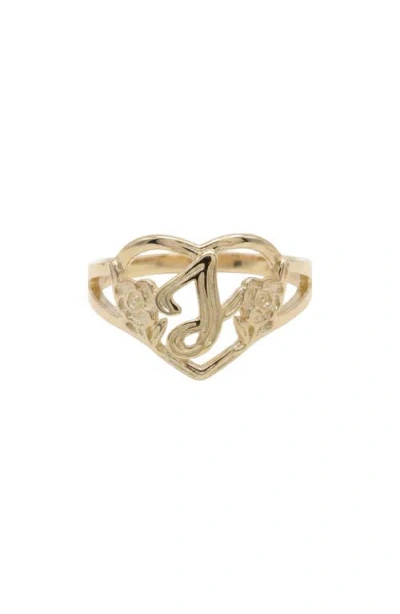 The M Jewelers The Cutout Flower Heart Letter Ring In Gold