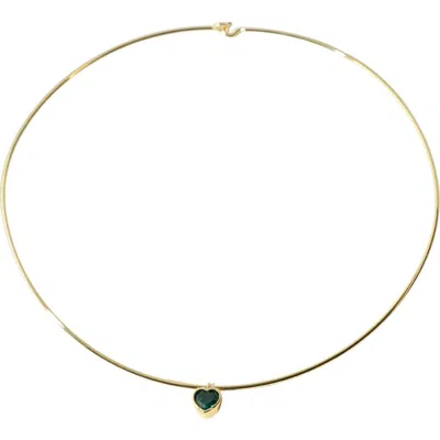 The M Jewelers The Heart Pendant Cubic Zirconia Choker In Gold