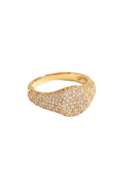 The M Jewelers The Mini Classic Iced Out Pinky Ring In Gold