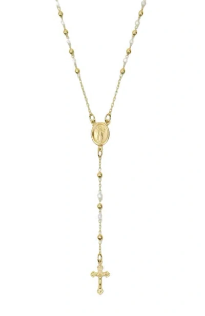 The M Jewelers The Pearl Mary Rosary Cross Pendant Necklace In Neutral