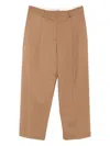The M Pleated-front Cropped Pants In Brown