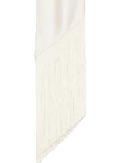 The M Safia Fringe-trim Scarf In White