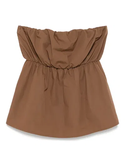 The M Strapless Top In Brown