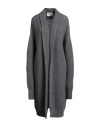 The M .. Woman Cardigan Charcoal Size M Merino Wool, Acrylic, Polyamide In Gray