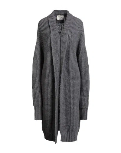 The M .. Woman Cardigan Charcoal Size M Merino Wool, Acrylic, Polyamide In Gray