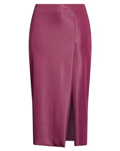 The M .. Woman Midi Skirt Burgundy Size S Polyester, Cotton In Red