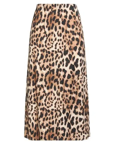 The M .. Woman Midi Skirt Camel Size S Viscose