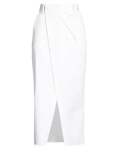 The M .. Woman Midi Skirt White Size Xs Cotton, Elastane