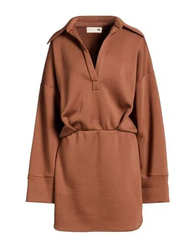 The M .. Woman Mini Dress Brown Size L Cotton, Polyester