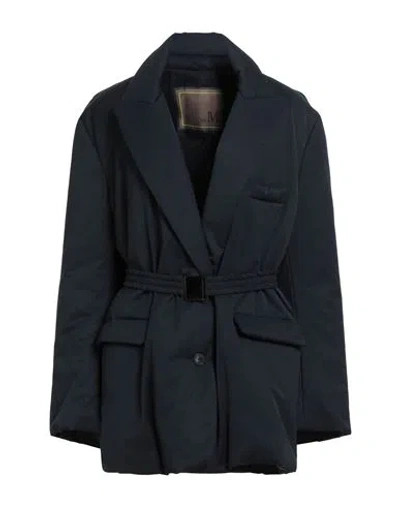 The M .. Woman Puffer Navy Size S Cotton, Polyester, Polyamide In Blue