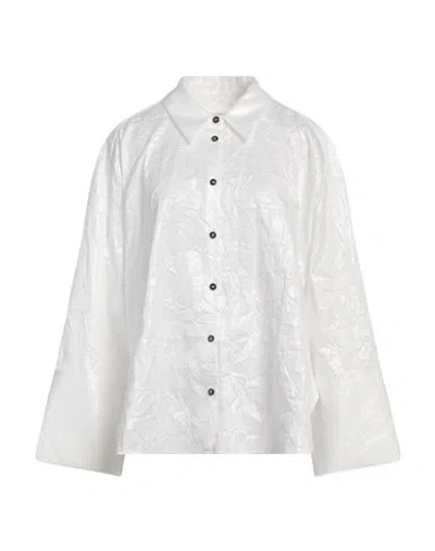 The M .. Woman Shirt White Size Xs Polyester, Metallic Polyester In White