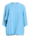 The M .. Woman Top Light Blue Size S Polyester, Elastane
