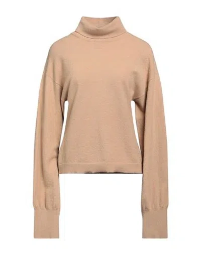 The M .. Woman Turtleneck Camel Size L Acrylic, Merino Wool, Polyamide In Beige