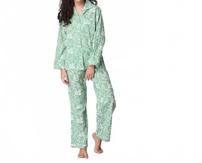 The Mahogany Store Miya Pajama Set In Green Botanical