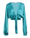 The Malama Studio Woman Shrug Turquoise Size M/l Polyester In Blue