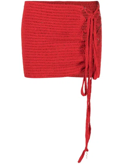 The Mannei Adaja Crochet Miniskirt In Red