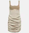 The Mannei Almeria Ruched Silk-blend Minidress In Beige