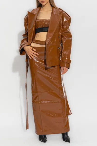 The Mannei ‘ararat' Patent Skirt In Brown