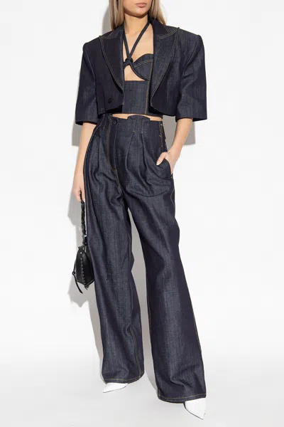 The Mannei ‘aspos' Cropped Blazer In Navy Blue