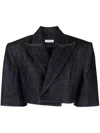 The Mannei Aspos Denim Cropped Blazer In Blue