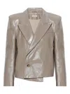 The Mannei Asymmetric Leather Jacket In Brown