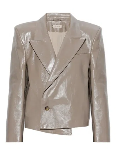 The Mannei Asymmetric Leather Jacket In Brown