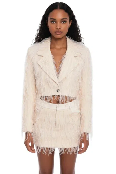 The Mannei Beige Textured Notched Lapel Blazer In Neutral