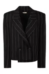 The Mannei Bert Striped Double Breasted Blazer In Black