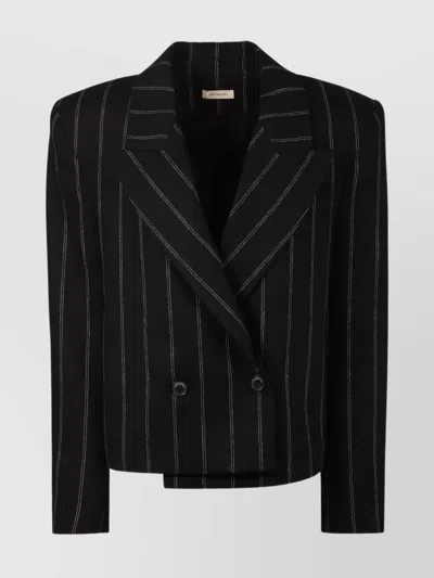 THE MANNEI BERT STRIPED DOUBLE BREASTED BLAZER