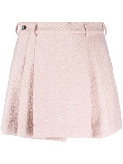 The Mannei Bran High-waisted Pleated Skirt In Pink