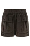 The Mannei Corduroy Texture Elastic Waistband Shorts In Brown